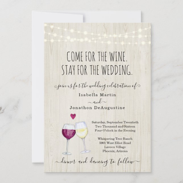 Invitación a la boda del tema del vino divertido (Anverso)