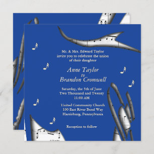 Invitación a la boda del tema musical Blue Abstrac