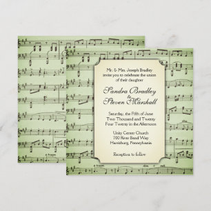Invitación a la boda del tema musical Verde