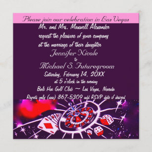 Invitación a la boda del tema Purple Passion Vegas