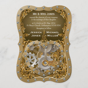 Invitación a la boda del tema Steampunk
