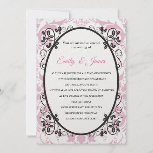 Invitación a la boda del templo Coronación rosa