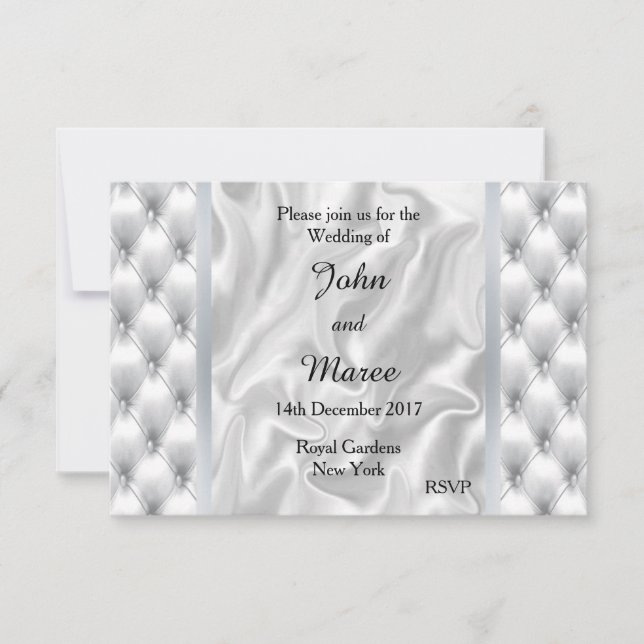 Invitación a la boda del terraplén de satén blanco (Anverso)