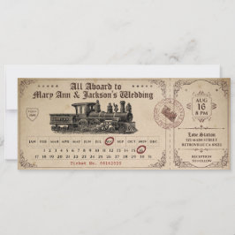 Invitación a la boda del Ticket de Tren Vintage