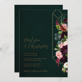 Invitación a la boda del tono de jewel