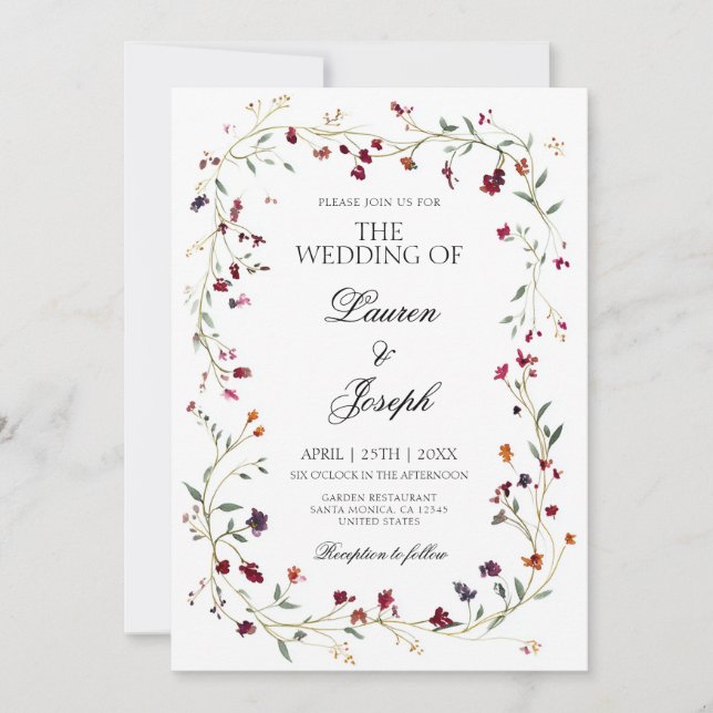 Invitación a la boda del tono de jewel (Anverso)