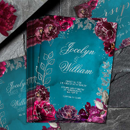 Invitación a la boda del tono de la joya de Merlot