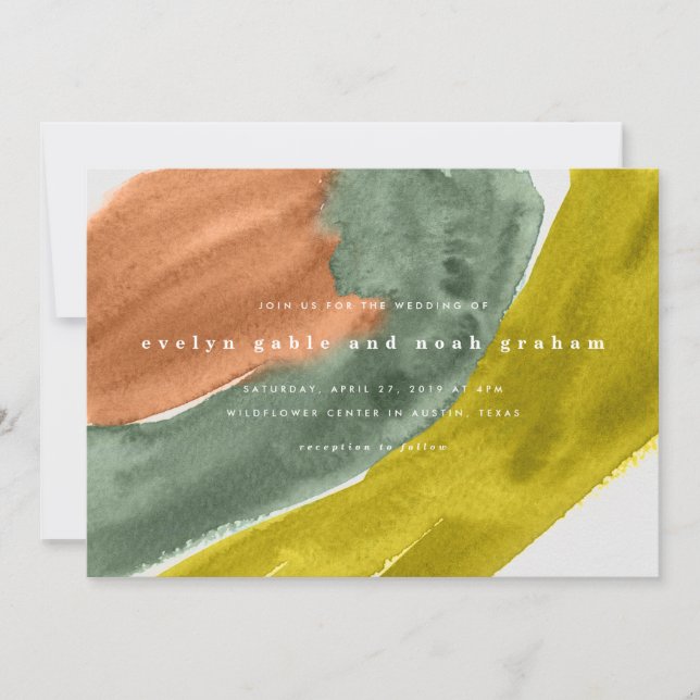 Invitación a la boda del tono de la tierra de colo (Anverso)
