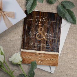 Invitación a la boda del tono de madera rústica