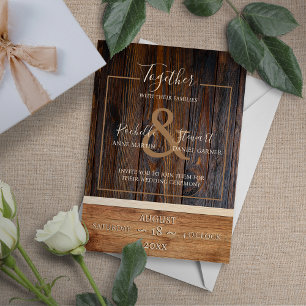 Invitación a la boda del tono de madera rústica