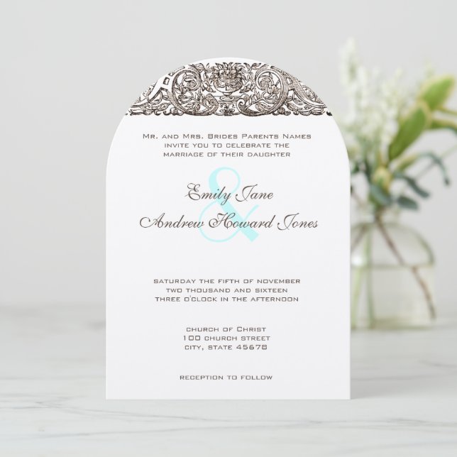 Invitación a la boda del trabajo de los viejos tie (Anverso de pie)