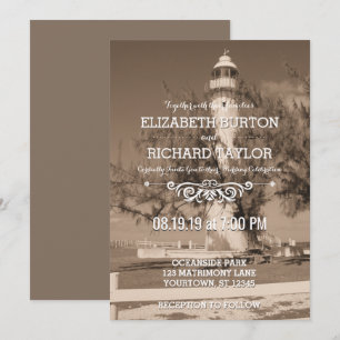 Invitación a la boda del Vintage Beach Lighthouse 