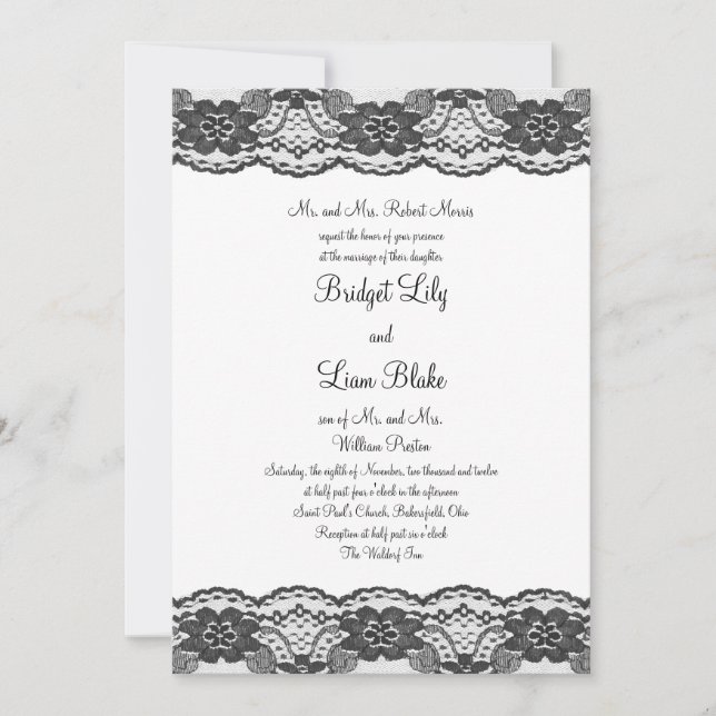 Invitación a la boda delgada y amorosa (blanco) (Anverso)