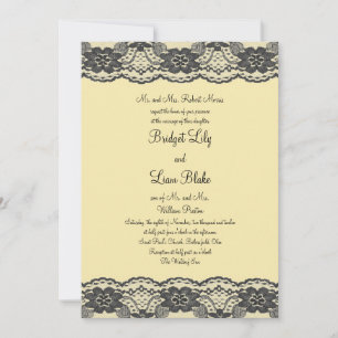 Invitación a la boda delgada y de encaje (amarillo