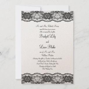 Invitación a la boda delgada y de encaje - champán