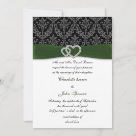 invitación a la boda diamante de damasco verde