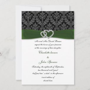 invitación a la boda diamante de damasco verde