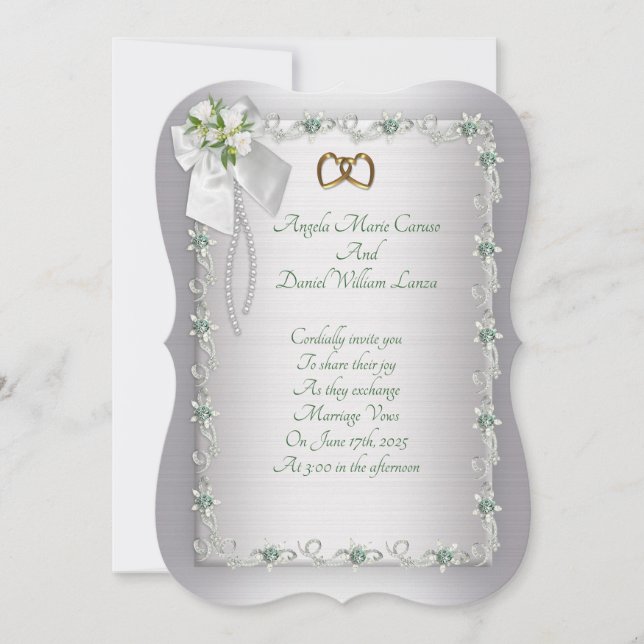 Invitación a la boda diamantes blancos elegantes (Anverso)