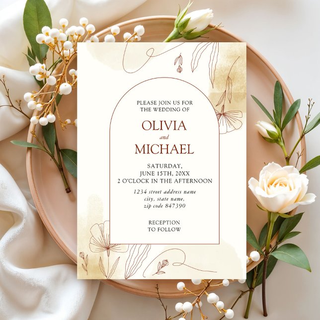 Invitación a la boda dibujada a mano por acuarela (Subido por el creador)