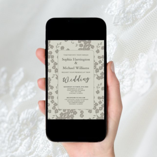 Invitación a la boda digital floral moderna Código (Subido por el creador)