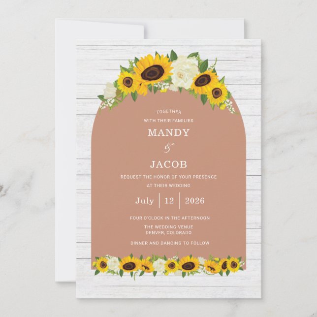 Invitación a la boda digital rusa del girasol (Anverso)