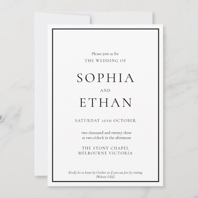 Invitación a la boda digital tradicional simple (Anverso)