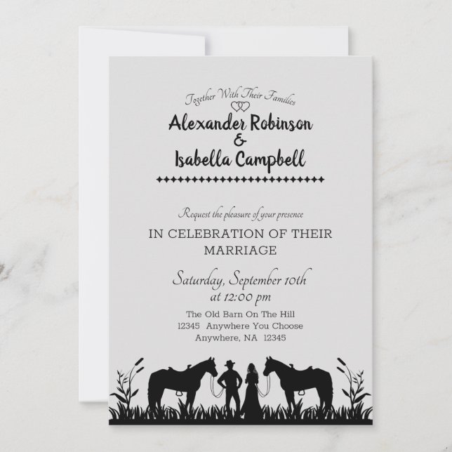 Invitación a la boda-Diseño de casamiento-caballo (Anverso)
