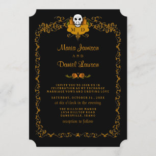 Invitación a la boda - Diseño de cráneo negro y Na