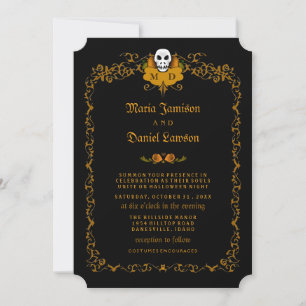 Invitación a la boda - Diseño de cráneo negro y Na