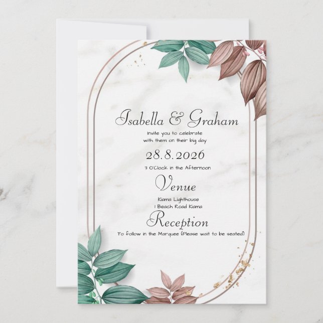 Invitación a la boda - Diseño floral simple (Anverso)