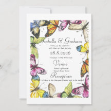 Invitación a la boda - Diseño simple de mariposa