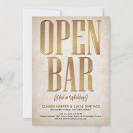 Invitación a la boda divertida de Open Bar