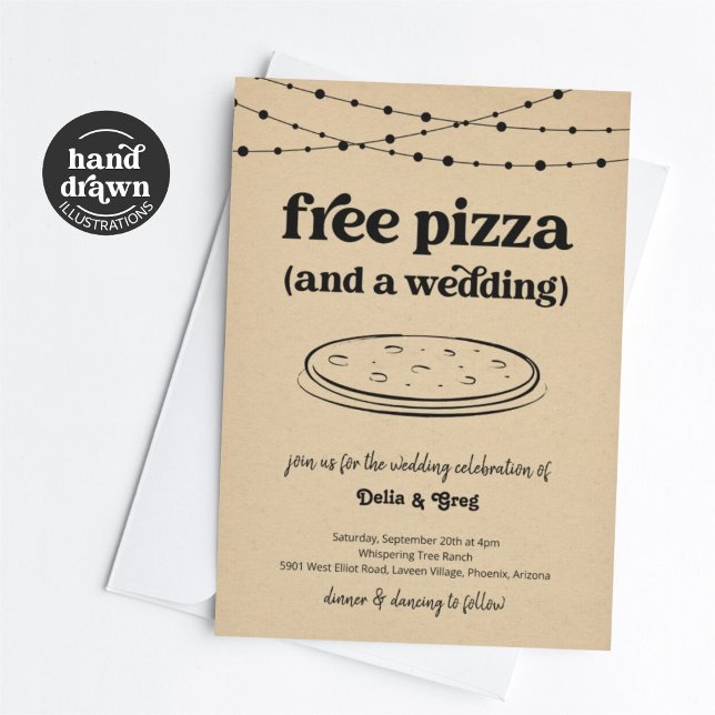 Invitación a la boda divertida Pizza gratis (Subido por el creador)