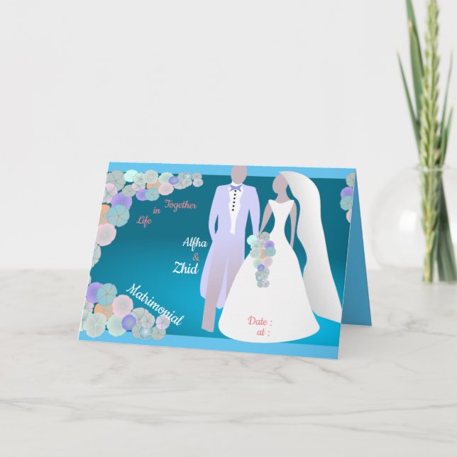 Invitación a la boda doblada de personalizado junt (Anverso)