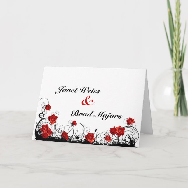 Invitación a la boda doble-doble de rosas (Anverso)
