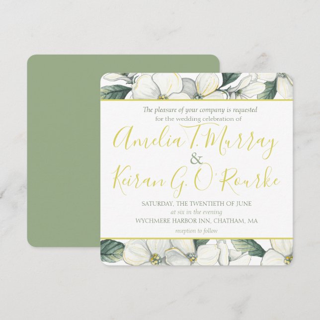 Invitación a la boda Dogwood Blossom (Anverso / Reverso)
