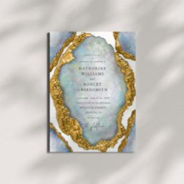 Invitación a la Boda Dorada Agate Geode Pearl
