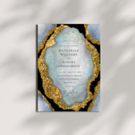 Invitación a la Boda Dorada Agate Geode Pearl