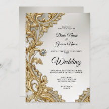 Invitación a la boda dorada decorativa