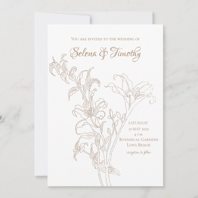 Invitación a la boda dorada diurna (Anverso)