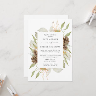 Invitación a la Boda Dorada Elegante de Invierno