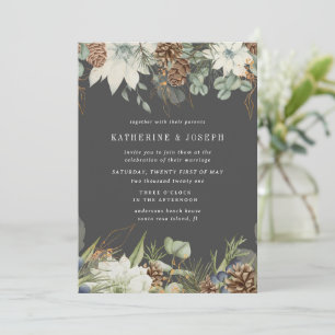 Invitación a la Boda Dorada Elegante de Invierno