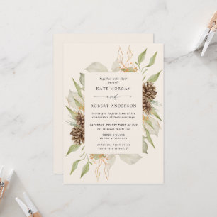 Invitación a la Boda Dorada Elegante de Invierno
