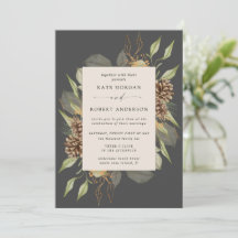 Invitación a la Boda Dorada Elegante de Invierno