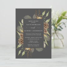 Invitación a la Boda Dorada Elegante de Invierno