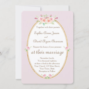 Invitación a la Boda Dorada Floral de la Primavera