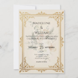 Invitación a la Boda Dorada Formal de Lujo