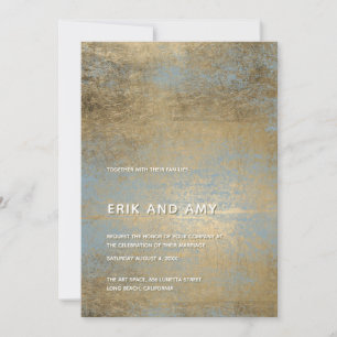 Invitación a la Boda Dorada Gris Azul de Moda Mode