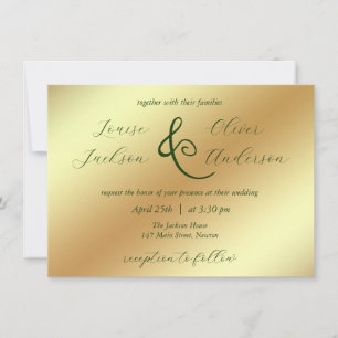 Invitación a la boda dorada mínima y elegante
