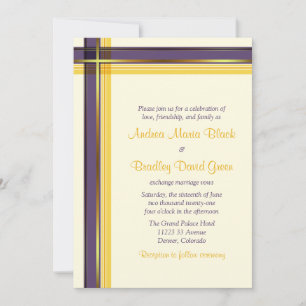 Invitación a la boda dorada púrpura
